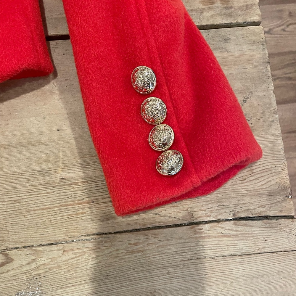 Anthropologie Vibrant blood orange  Blazer with Gold Buttons - Picture 5 of 8